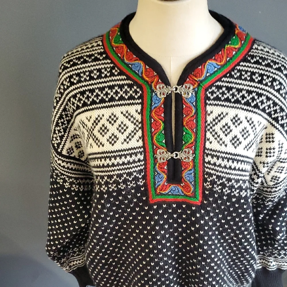 Dale of Norway Black With Multi Colored Sweater with Nordic Elegance - Picture 3 of 15